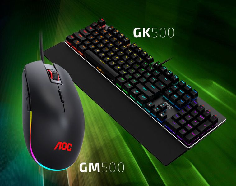 Das Mittelklassesegment bei der Gaming-Peripherie bedient AOC mit dem mechanischen Keyboard GK500 und der GM500-Maus mit acht programmierbaren Tasten. (AOC)
