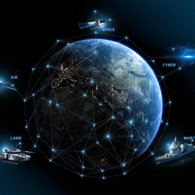 Michelangelo Dome: the multi-domain architecture integrates sensors, cyber-defence platforms and coordinated effectors to protect critical infrastructure and sensitive areas. (Source: © Leonardo S.p.A. and subsidiaries.)