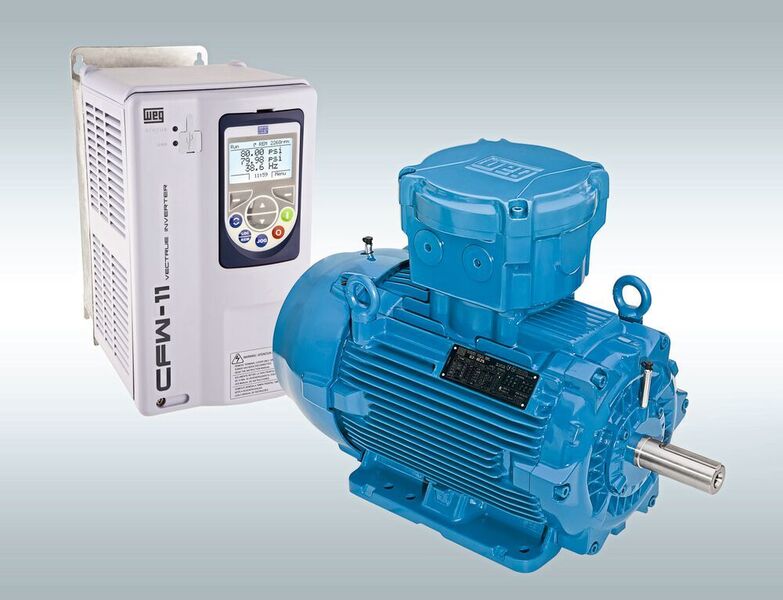 Dank spezieller Isolierung lassen sich die Ex-Motoren der Baureihe W22Xd standardmäßig mit Frequenzumrichtern für Spannungen bis 690 V betreiben. (WEG)