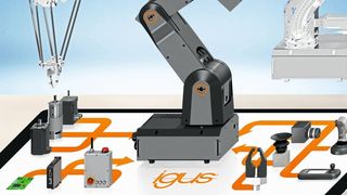 Robolink-Gelenkarme und neues digitales Plattformkonzept sollen den Einstieg in die kostengünstige Automatisierung einfach machen – zu besichtigen am Igus-Stand. (Igus)