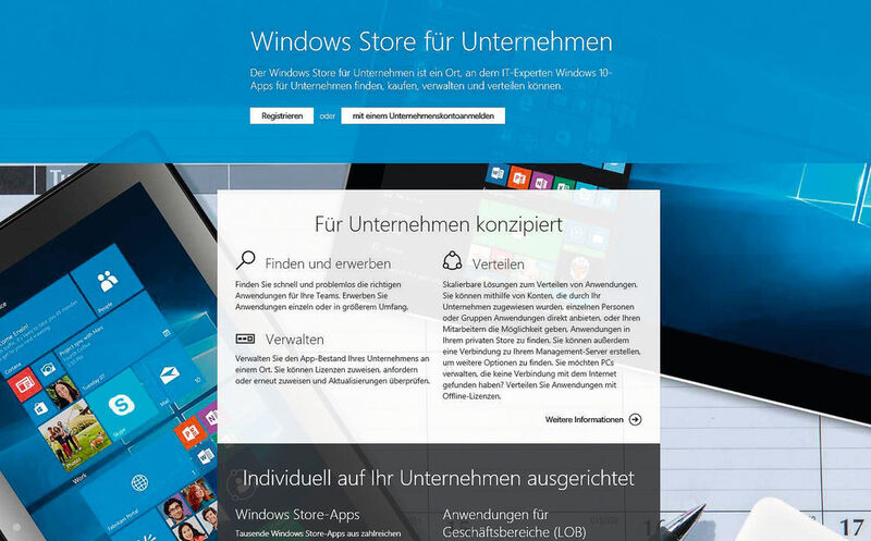 Mit dem Windows Store for Business sollen Apps auch bei Firmen auf eine sichere Weise Einzug halten. (Bild: Microsoft)