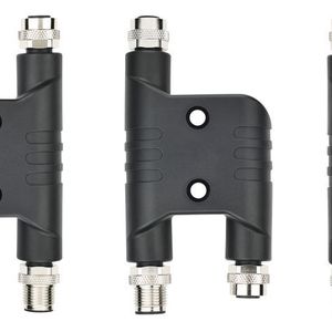 Die Verteilerkomponenten T-Verteiler, h-Verteiler und H-Verteiler (v.l.n.r.) sollen auch bei Power-Applikationen von bis zu 630 V eine serielle Verkabelungsstruktur in der Feldebene ermöglichen.