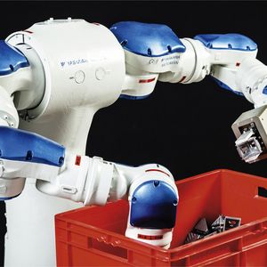 Das neue zweiarmige Robotersystem sorgt für einen schnellen Griff-in-die-Kiste.