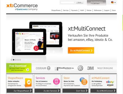 Shop Software-System von xt:Commerce GmbHDie xt:Commerce GmbH ist Entwickler und Anbieter eines der weltweit führenden Shopsoftware-Systeme. Schon 2003 erfreute sich die bekannte Markensoftware xt:Commerce 3.0 weltweiter Verbreitung. Mehr als 100.000 Onlineshops, die aktuell im Internet zu finden sind, basieren direkt und modifiziert auf der unschlagbaren Shop-Engine der xt:Commerce GmbH. ()
