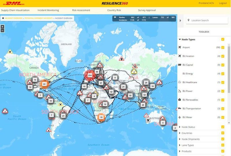 Die Daten werden aussagekräftig und benutzerfreundlich visualisiert und helfen Unternehmen so, einen transparenten Überblick über die eigene Lieferkette zu erlangen. (DHL)