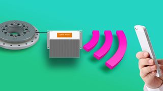 In einer Einfräsung unter den Gleitelementen des Polymer-Rundtischlagers montiert, misst ein Sensor den Abrieb und kann über das Icom  Kommunikationsmodul den erforderlichen Austausch rechtzeitig anzeigen. (Igus)