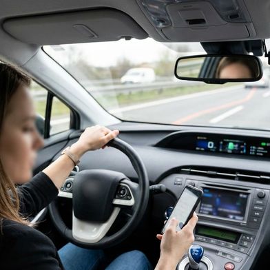 Many drivers are distracted by screens and mobile phones. Today's common vehicle warnings fall short, according to the verdict of several experts. (Image:)