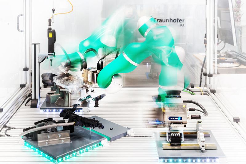 Das IPA entwickelt Machbarkeitsstudieun und Simulationen zur intelligenten Montage und kann so bei der Integration oder Optimierung bestehender Systeme helfen. (Fraunhofer IPA)