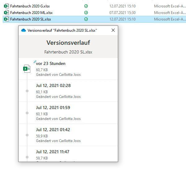 Auch Dateiversionen stehen zur Verfügung. (Joos/Microsoft (Screenshot))