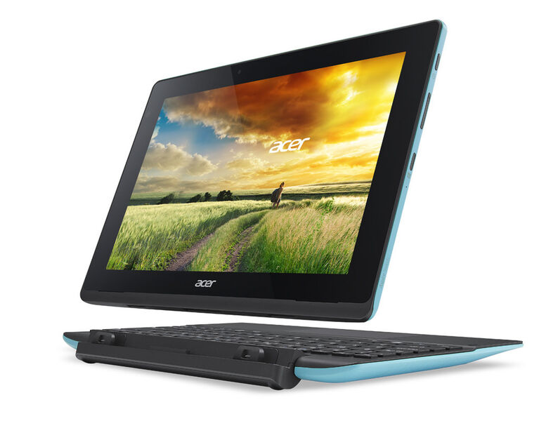 Ende Mai kann man das neue Acer Aspire Switch E kaufen. Vom Vorgänger unterscheidet sich das ab 299 Euro verfügbare 10,1-Zoll-2-in-1 durch das bunte Gehäuse und eine stabilere Aufnahme für das Tablet im Keyboard-Dock. (Bild: IT-Business)
