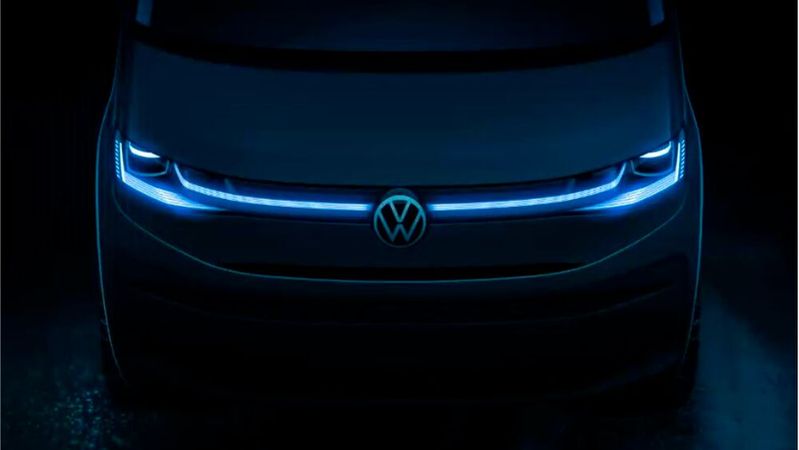 Den T7 will Volkswagen Nutzfahrzeuge bald vorstellen. Am Donnerstag gab es eine erste Skizze zu sehen.(Bild:  Volkswagen Nutzfahrzeuge)