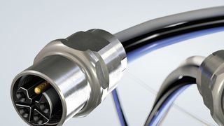 Startschuss für einen neuen Standard: M12 Power L-coded war zur Hannover Messe 2016 in allen Varianten verfügbar. (Harting)