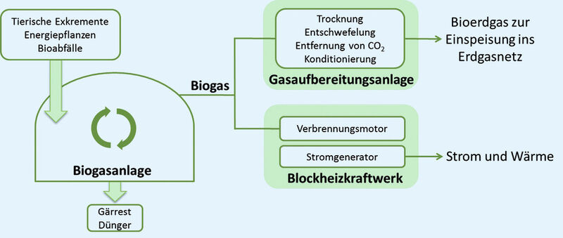 2 Flussschema zur Biogasherstellung und -nutzung (Bild: Uni Bonn)