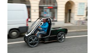 Transportfähig: Bio-Hybrid bietet auch eine Pick-up-Variante seines Vierrad-Pedelecs an.   (Bild: Bio-Hybrid)
