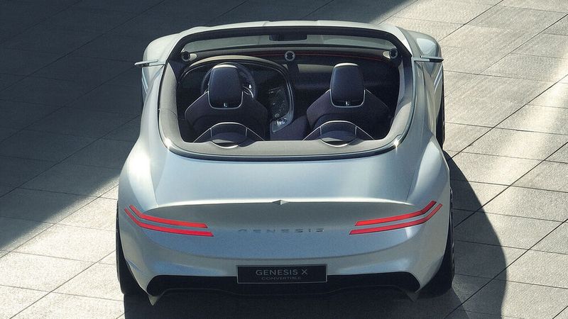 Die horizontalen Quad-Rückleuchten zitieren die Designvorgaben der zwei anderen Studien.  (Bild: Genesis)