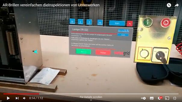 Extrait de la vidéo de Swissgrid AG qui guide le collaborateur lors du service de la machine. (Source : Swissgrid AG)