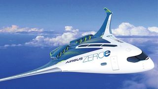 Strategieumbruch? Noch nicht abgehoben, aber in Planung! Ein mit Wasserstoff angetriebenes Flugzeug von Airbus. Bis 2035 soll es im Angebot sein. Dafür will Airbus nun sogar eigene Elektromotoren bauen, wie jetzt bekannt wurde. (Airbus)
