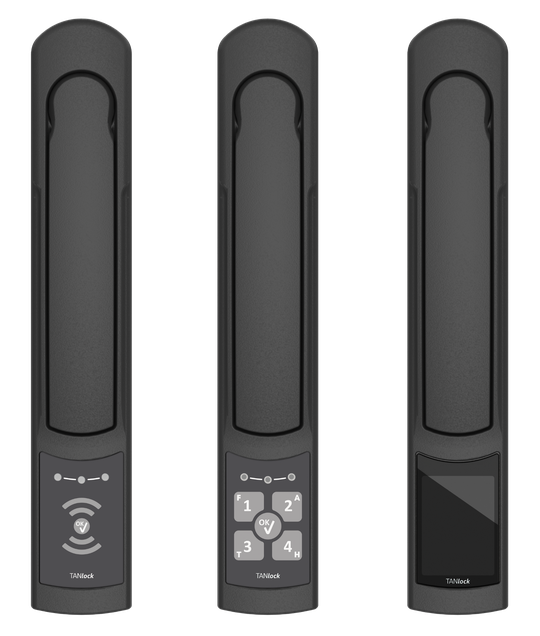 TANlock 3 ist in verschiedenen Ausführungen für die elektronische Zutrittskontrolle am Rack erhältlich, etwa mit RFID, PIN oder biometrischem Verfahren.(Bild:  Dormakaba GmbH)