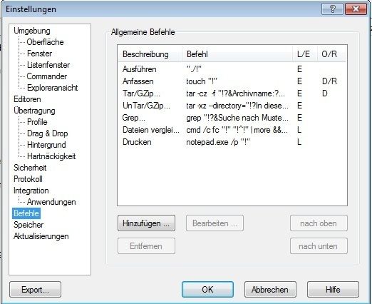 Abbildung 14: Im Gegensatz zu den externen Anwendungen können die allgemeinen Befehle erweitert werden. (Archiv: Vogel Business Media)
