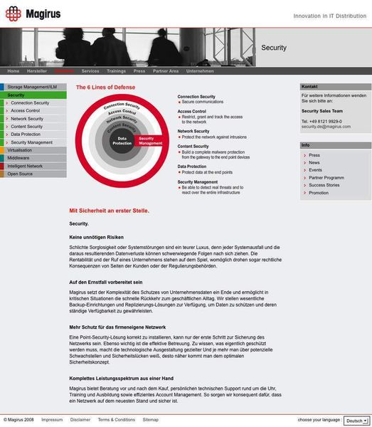 So sieht die Aufbereitung einzelner Schwerpunkt-Themen auf der Magirus-Website aus, hier das Beispiel für den Security-Bereich. (Archiv: Vogel Business Media)