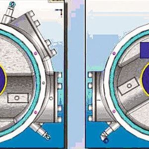 Die Oberklasse der Rohrweichen bildet die VAR, eine Trommelrohrweiche mit drehbarer Innentrommel, die je nach Positionierung das Material zu einer der Auslaufleitungen lenkt.(Bild:  Wam)