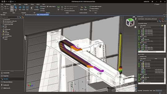 Mit der Version 2023 lassen sich jetzt auch Kabelkanäle, Energieketten und Kabeltrassen für das Kabelrouting nutzen. (Bild:  Eplan GmbH & Co. KG)