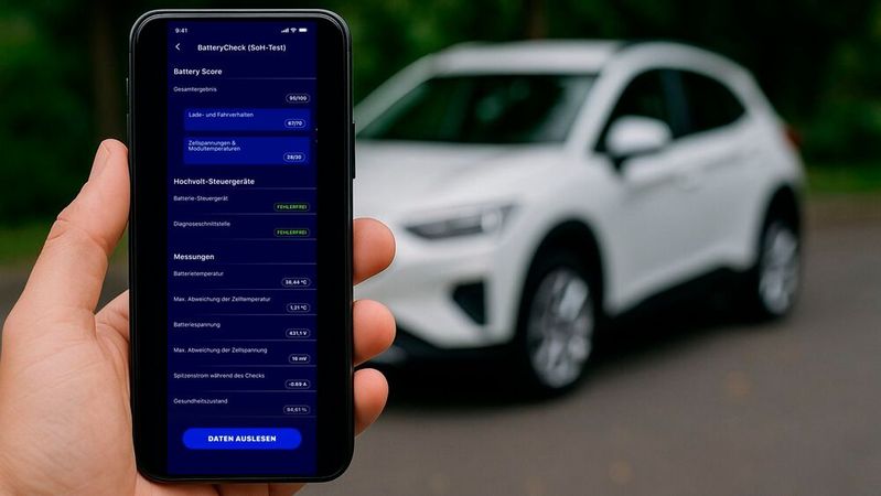 Die Fahrzeugdiagnose-App von TÜV Nord bietet zahlreiche Funktionen an, die für die Fahrzeugbewertung und Verkaufsvorbereitung wichtig sind.(Bild:  Carly/Collage KI-generiert)