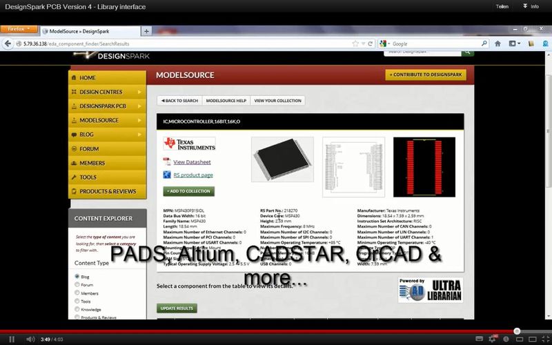 DesignSpark PCB 4.0, Library Interface, ModelSource (Bild: RS Conponents)