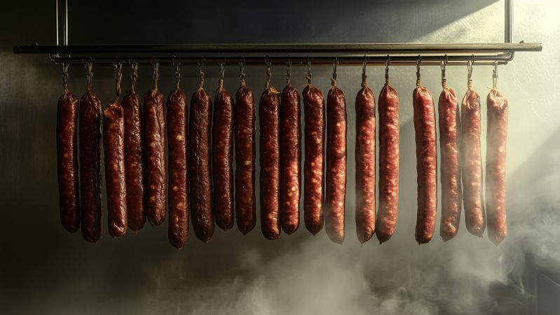 Ultramid H ermöglicht Räucherung von Wurstwaren im Kunstdarm mit anschließender Trocknung.(Bild:  BASF)