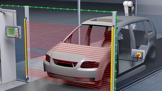 Prozessgesteuerte Zugangssicherung in der Automobilindustrie. (Leuze electronic GmbH & Co. KG)