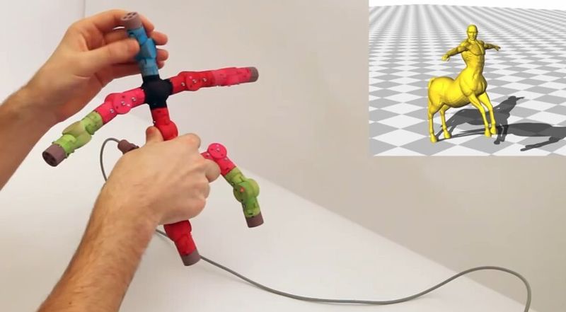 Der wandelbare Joystick lässt sich in jeder Form zusammenbauen und erlaubt so, beliebig geformte Animationsfiguren zu bewegen. (youtube/screenshots)