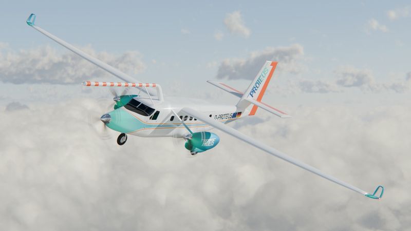 Proteus (TU München) ist ein fliegendes Forschungs- und Erprobungssystem der CS-23-Klasse, entwickelt, um disruptive Technologien der zukünftigen Luftfahrt über reine Bodentests hinaus zu reifen. Als „Platform for Research & Operational Testing of Experimental Unprecedented Systems“ kombiniert Proteus modulare Tragflächen, austauschbare Antriebs- und Energiesysteme sowie eine sicherheitsorientierte hybride Architektur. Die Technologiebewertung identifiziert wasserstoffelektrische Brennstoffzellenantriebe, kryogene Wasserstoffspeicherung, kryoelektrische Antriebstränge, hochstreckige Tragflächen mit aktiver Lastabminderung, morphende Strukturen und piezoelektrische Enteisung als zentrale Forschungsfelder mit hoher Relevanz für zukünftige Verkehrsflugzeuge.  (Bild: TU München/PROTEUS)