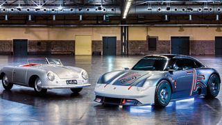 Die kürzlich vorgestellte Studie Vision 357 ist eine Hommage an den ersten Porsche 356 von 1948 und basiert auf der Technik des 718 Cayman. (Bild: Dirk Michael Deckbar/Porsche)