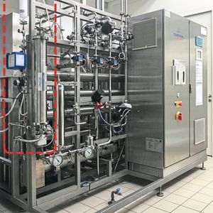 Wasseraufbereitungsanlage mit nachgerüstetem 3M Liqui-Cel-Modul zur Membranentgasung von CO2.