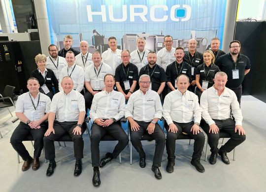 The Hurco Europe team on the company’s stand at Mach 2026.(Source:  Hurco)