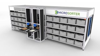 Hier sehen wir eine weitere Konfigurationsmöglichkeit mit dem Microsorter. Je nach Konzept könne er pro Einheit rund 1.500 Arikel in der Stunde abarbeiten. (Bild: Collo-X)