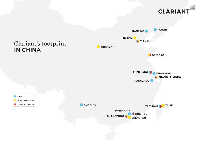 Clariants Standorte in China (Clariant)