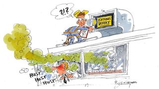 Lufttechnische Anlagen in Laboratorien sind häufig aus Gründen der Sicherheit und des Gesundheitsschutzes unerlässlich, um die Vorgaben der Gefahrstoffverordnung zu erfüllen. (Cartoon: Michael Hüter) (Archiv: Vogel Business Media)