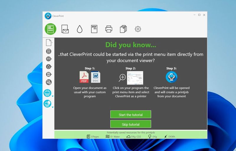 Nach der Installation zeigt ein kleines Tutorial den Umgang mit CleverPrint. Das Tool lässt sich aber leicht bedienen.  (Bild: Joos (Screenshot))