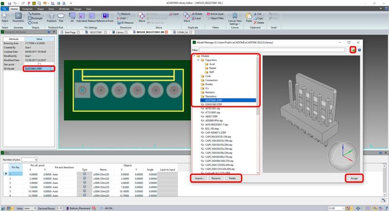 Release 2022: Vereinfachte Bibliotheksverwaltung mit dem neuen 3D-Modellmanager, der ProStep und andere 3D-Formate importieren kann.