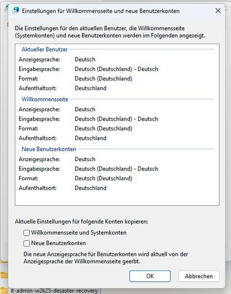 Anzeigen der Spracheinstellungen von Windows vor der Migration zum UpDownTool. (Bild: Joos)