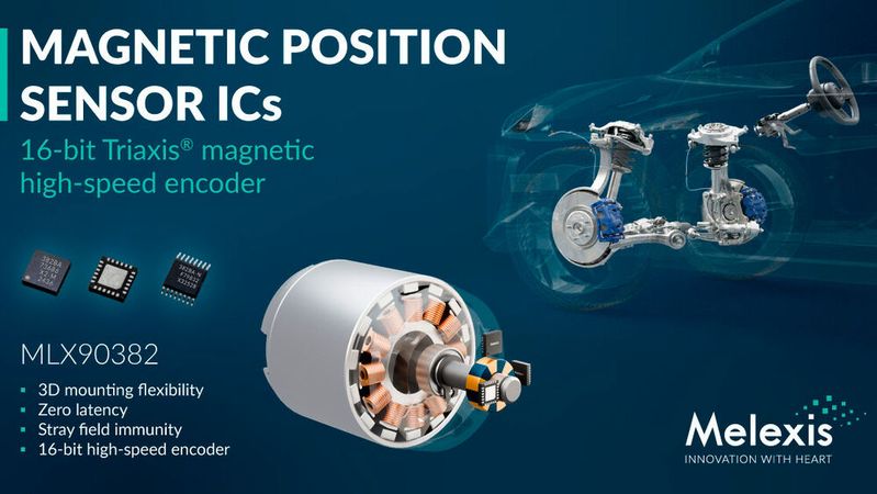 Melexis erweitert sein Portfolio an magnetischen und induktiven Drehgebern um eine Automotive-Variante des MLX90382.(Bild:  Melexis)