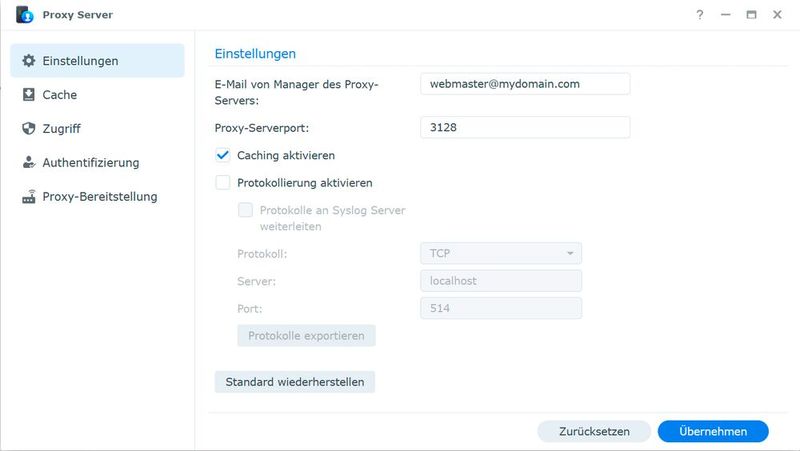 Konfigurieren des Proxy-Servers auf einem Synology-NAS. (Bild: Joos)