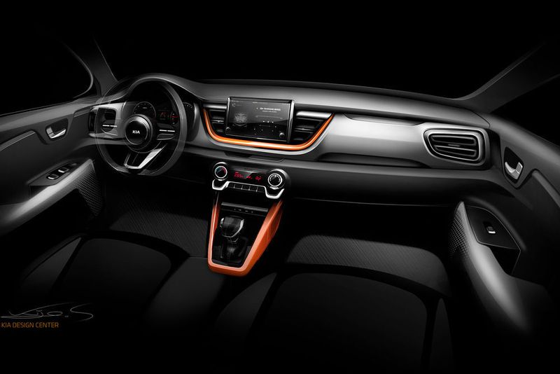 Der Innenraum erinnert an den Kia Rio, mit dem sich der Stonic die Plattform teilen dürfte. (Kia)