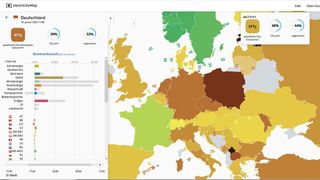 Die interaktive Karte „Electricity Map“ bietet aktuelle Informationen zum Strommix. (Electricity Map)