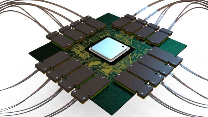 Corning beteiligt sich an der Definition von 3.2 Tb/s Co-packaged Optical Transceiver-Modulen, die eng neben dem Switch-ASIC platziert werden, um die Latenz zu verringern und den Stromverbrauch drastisch zu senken.(Bild:  Corning)