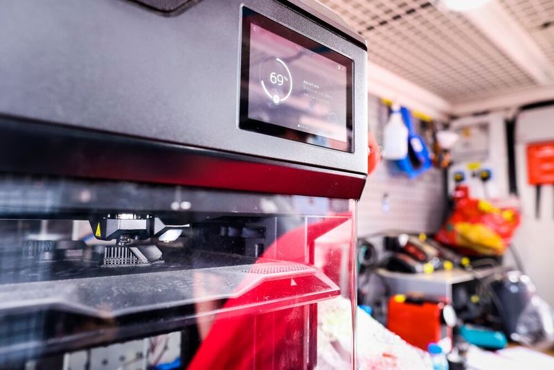 Der 3D-Drucker Method-X wurde vor Ort bei der Rallye verwendet, um fertigte Bauteile nochmals zu drucken oder um ein Bauteil zu ersetzen, das eine Stahl- oder Aluminiumfertigung erfordert hätte. (Hungary Out)