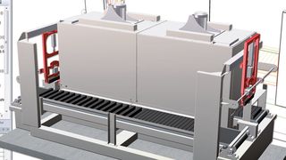 Bild 1: Im CAD-System Hicad lassen sich Blechmodelle in 3D entwerfen, wie beispielsweise der Durchlaufofen im Bild, oder 2D-Zeichnungen nutzen. (Bild: Van Eck Metalltechniek)