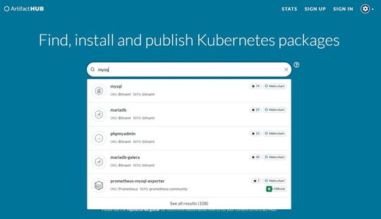 Helm kann auch auf Repositories im Internet zugreifen.(Bild:  Joos / ArtifactHub)