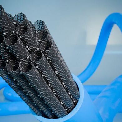 Dünne Kabel aus Kohlenstoffnanoröhrchen (CNT): sie könnten schwere Kupferkabel ersetzen. (Bild: Imdea)